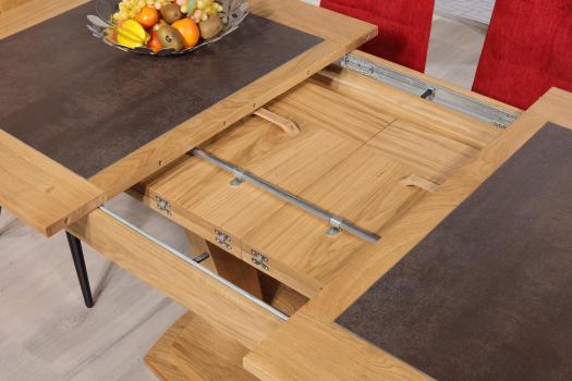 Mesa de comedor rectangular fabricada en madera de roble macizo con cerámica en estilo contemporáneo 