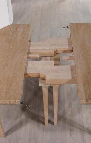 Mesa de comedor octagonal diámetro 120  fabricada en madera de Roble macizo al estilo Provenzal + 7 extensiones de 40 cm