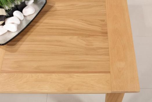 Mesa de comedor rectangular fabricada en madera de roble macizo 160x100 + 2 extensiones de 40 cm acabado cepillado natural