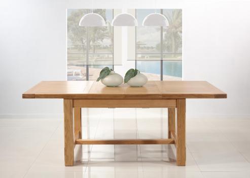 Mesa rectangular AXEL de roble macizo 140x100 + 2 extensiones de 45 cm 