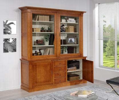 Biblioteca Nina de 2 cuerpos fabricada en madera de Cerezo macizo estilo Directorio