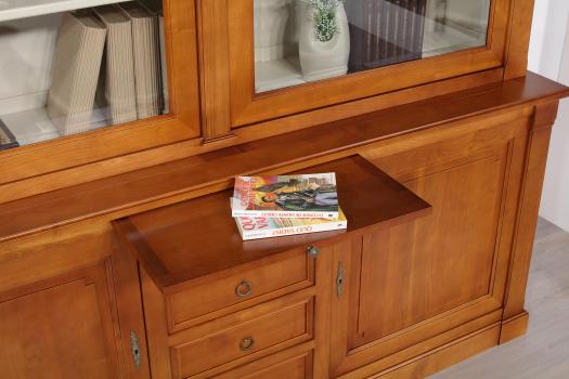 Biblioteca Nina de 2 cuerpos fabricada en madera de Cerezo macizo estilo Directorio