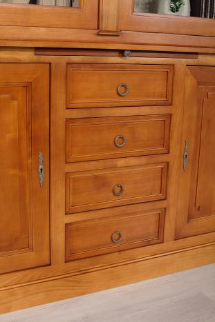 Biblioteca Nina de 2 cuerpos fabricada en madera de Cerezo macizo estilo Directorio