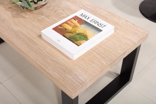 Mesa de centro rectangular fabricada en madera de Roble y Hierro en estilo Contemporáneo