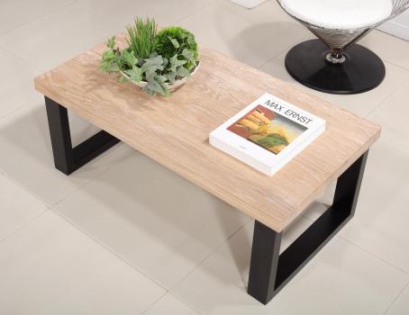 Mesa de centro rectangular fabricada en madera de Roble y Hierro en estilo Contemporáneo