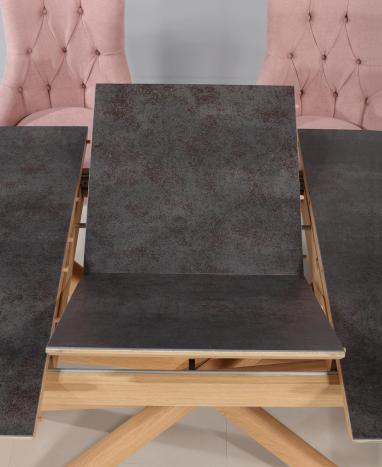 Mesa rectangular Stéphane de roble macizo y cerámica en su cubierta