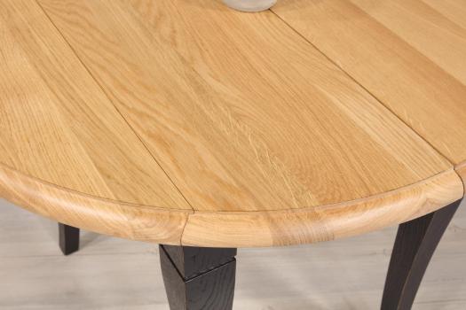 Mesa redonda con postigos de roble macizo estilo Louis Philippe con 2 hojas de 40 cm Diámetro 90