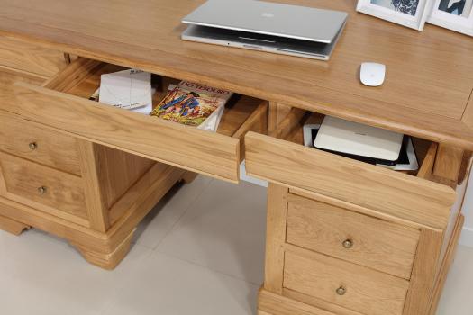 Escritorio ministerial Emmanuel en roble macizo en estilo Louis Philippe 