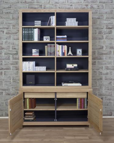 Estante Librería de 2 cuerpos Jules fabricado en madera de roble macizo en estilo contemporáneo 