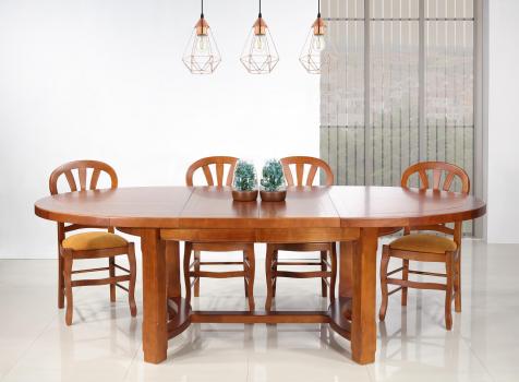 Mesa de comedor ovalada Dora fabricada en madera de cerezo macizo estilo rústico 170*110 