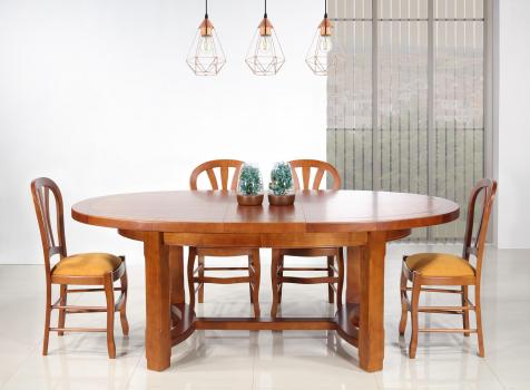Mesa de comedor ovalada Dora fabricada en madera de cerezo macizo estilo rústico 170*110 