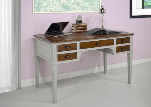 Escritorio Matilde fabricado en madera maciza de cerezo en estilo Directoire Bicolor 