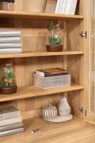 Biblioteca Rafael de 2 cuerpos fabricada en madera de  Roble Estilo contemporáneo con 4 puertas de cristal