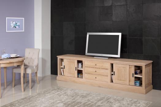 Mueble de TV Jean-Lin 16/9 de Roble macizo de estilo Louis Philippe 