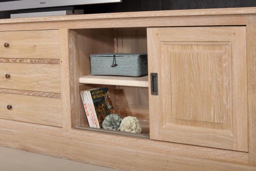 Mueble de TV Jean-Lin 16/9 de Roble macizo de estilo Louis Philippe 