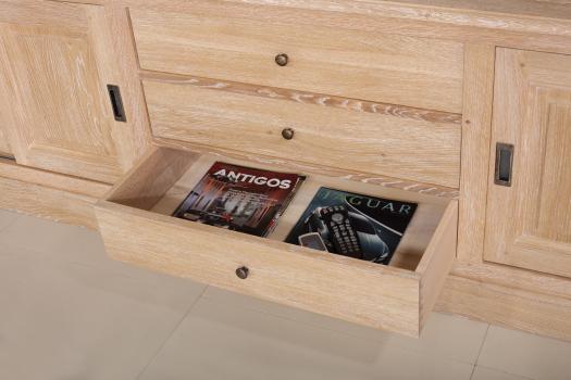 Mueble de TV Jean-Lin 16/9 de Roble macizo de estilo Louis Philippe 