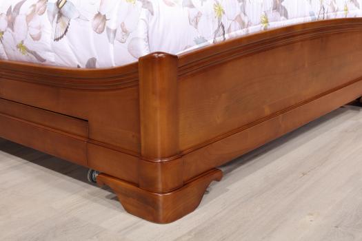 Cama Gaëlle 140x190 en madera maciza de cerezo estilo Louis Philippe Con cajón en cada lado