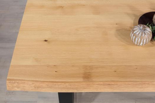 Mesa de comedor rectangular fabricada en hierro y madera de roble macizo de estilo contemporáneo 180x100 