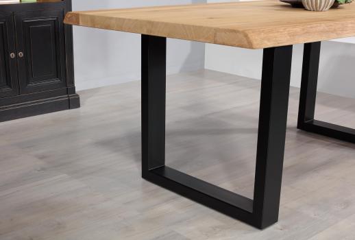Mesa de comedor rectangular fabricada en hierro y madera de roble macizo de estilo contemporáneo 180x100 