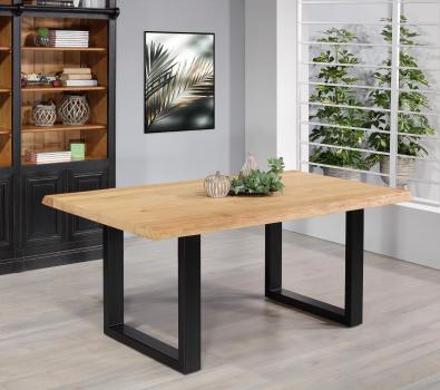 Mesa de comedor rectangular fabricada en hierro y madera de roble macizo de estilo contemporáneo 180x100 