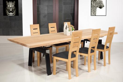 Solid Oak and Iron Contemporary style Dining room Table