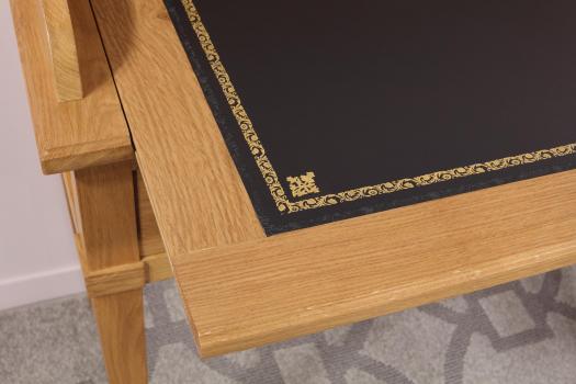 Escritorio Louis en roble estilo Directoire Superficie de escritura negra