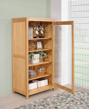 Vitrina Oliver de 1 puerta fabricada en madera de Roble de estilo Contemporáneo 