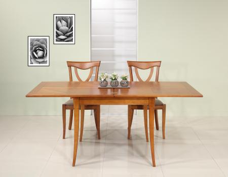 Mesa de comedor cuadrada fabricada en madera de cerezo macizo en estilo Louis Philippe 