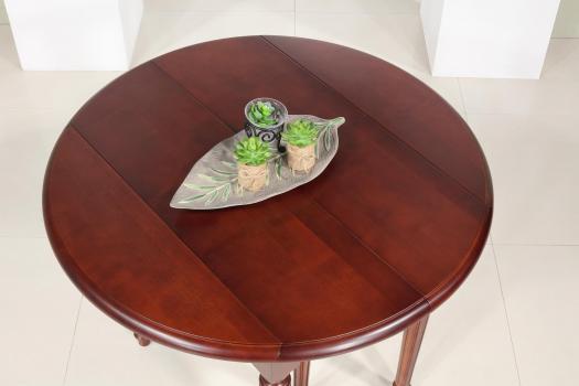 Mesa de comedor redonda y extensible, fabricada en madera de cerezo macizo estilo Luis XVI,  6 patas 3 extensiones DIÁMETRO 90 cm