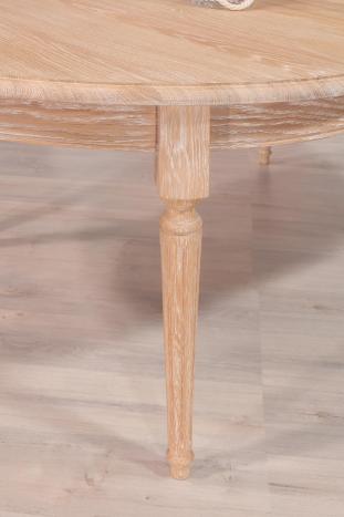 Mesa de comedor ovalada fabricada en madera de roble macizo con 2 extensiones al estilo Luis XVI 