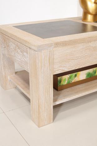 Mesa de centro con cubierta de cerámica en Roble Macizo Línea Contemporánea