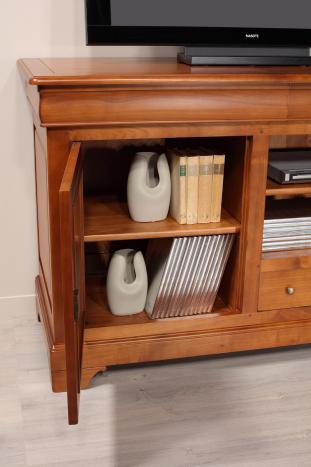 Mueble de tv Marianne fabricado en  madera de cerezo macizo al estilo Louis Philippe 