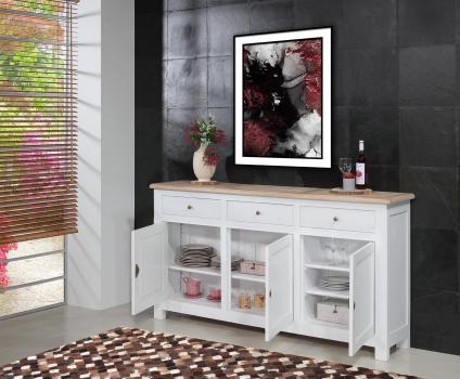 Aparador Buffet Yann de 3 puertas fabricado en madera de roble macizo estilo Rústico