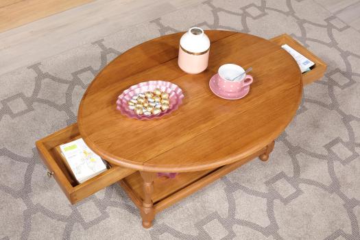 Mesa de centro Victor de roble macizo de estilo Louis Philippe