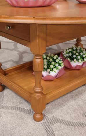 Mesa de centro Victor de roble macizo de estilo Louis Philippe