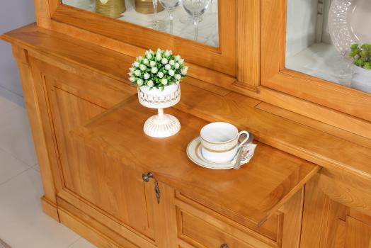 Biblioteca Nina de 2 cuerpos fabricada en madera de Cerezo dorado en estilo Directoire 