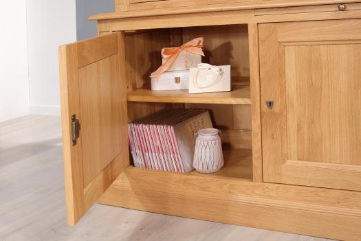 Armario Vitrina Damien de 2 cuerpos y 3 puertas corredizas fabricada en madera de roble macizo estilo Directoire