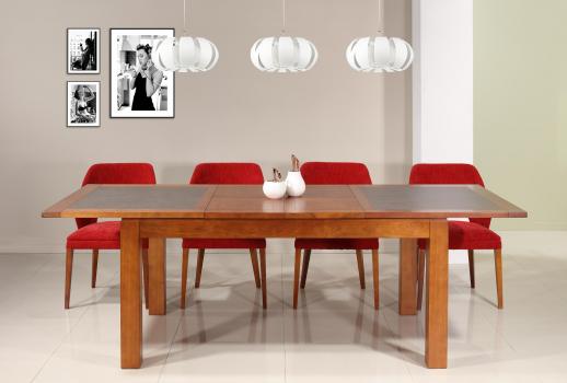 Mesa de comedor rectangular Aurore fabricada en madera de cerezo macizo estilo contemporáneo 