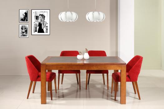 Mesa de comedor rectangular Aurore fabricada en madera de cerezo macizo estilo contemporáneo 