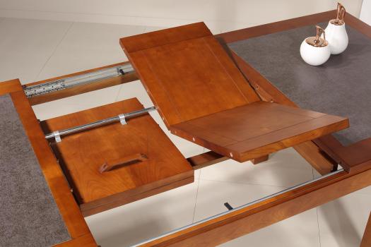 Mesa de comedor rectangular Aurore fabricada en madera de cerezo macizo estilo contemporáneo 