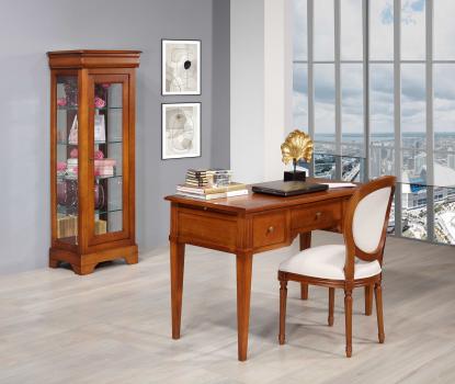 Escritorio 3 cajones 1/2 ministro Clémentine de madera maciza de cerezo estilo Directoire con tapa de madera