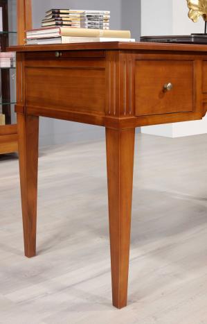 Escritorio 3 cajones 1/2 ministro Clémentine de madera maciza de cerezo estilo Directoire con tapa de madera
