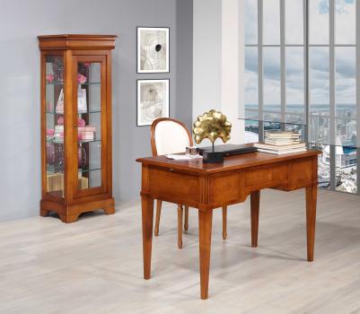 Escritorio 3 cajones 1/2 ministro Clémentine de madera maciza de cerezo estilo Directoire con tapa de madera