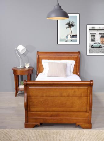 Cama Camille 90x190 de madera maciza de cerezo de estilo Louis Philippe