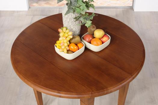 Mesa de comedor redonda con abas abatibles fabricada en madera de roble macizo estilo Louis Philippe diam.90 cm