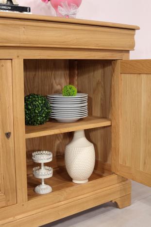 Aparador comedor Mathilde de 2 puertas fabricado en madera de roble macizo en estilo Louis Philippe