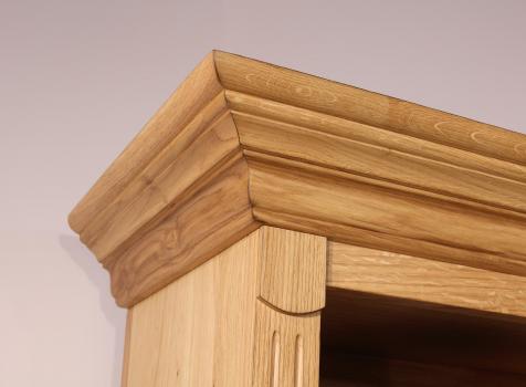 Biblioteca de 2 cuerpos y 4 puertas fabricada en madera de roble macizo estilo Directoire con escalera