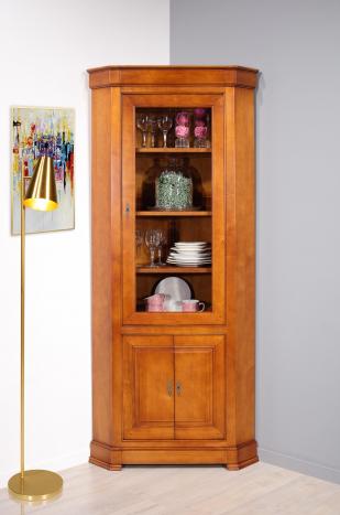 Armario vitrina de 2 puertas fabricado en madera de cerezo macizo en estilo Directoire