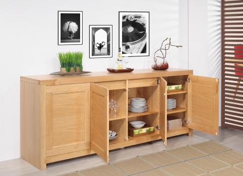 Aparador de 4 puertas Loann fabricado en madera de roble macizo de estilo Contemporáneo