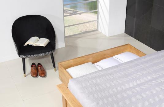 Cama colección naturaleza fabricada en madera de roble macizo estilo contemporáneo 